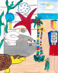 Original Potty Art Inspired by Clarence S Higgs Memorial Beach Key West, FL