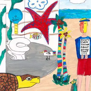 Original Potty Art Inspired by Clarence S Higgs Memorial Beach Key West, FL